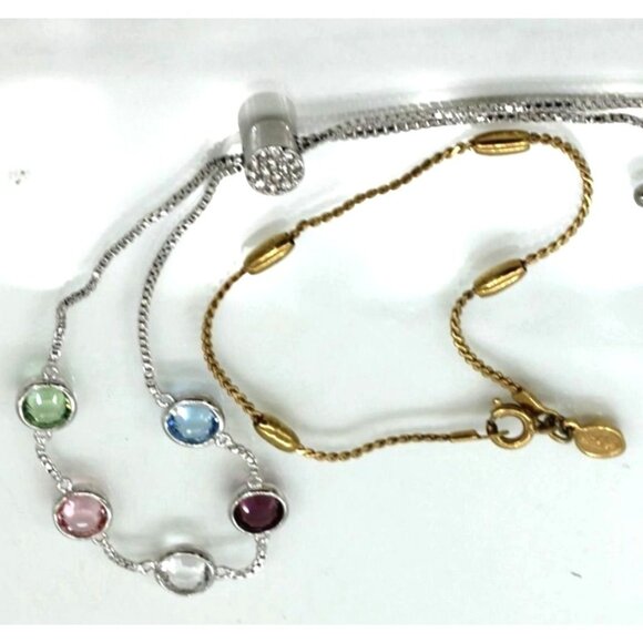 AVON & IBB bracelets 6" Avon gold tone, IBB 6" - 10" silver tone, crystals EUC - Picture 1 of 5